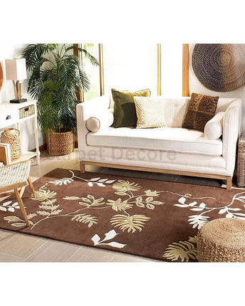 Earth-Toned Wool Blend Carpet