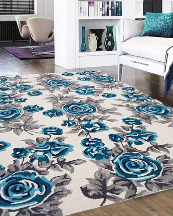 Handwoven Pure Woolen Thick Tufted Carpet (Blue)