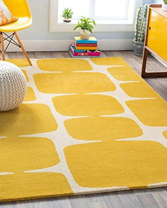 Handwoven Pure Woolen Thick Tufted Carpet (Yellow)