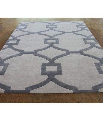 Hand Tufted Luxury Wool Geometric Grey Living Room